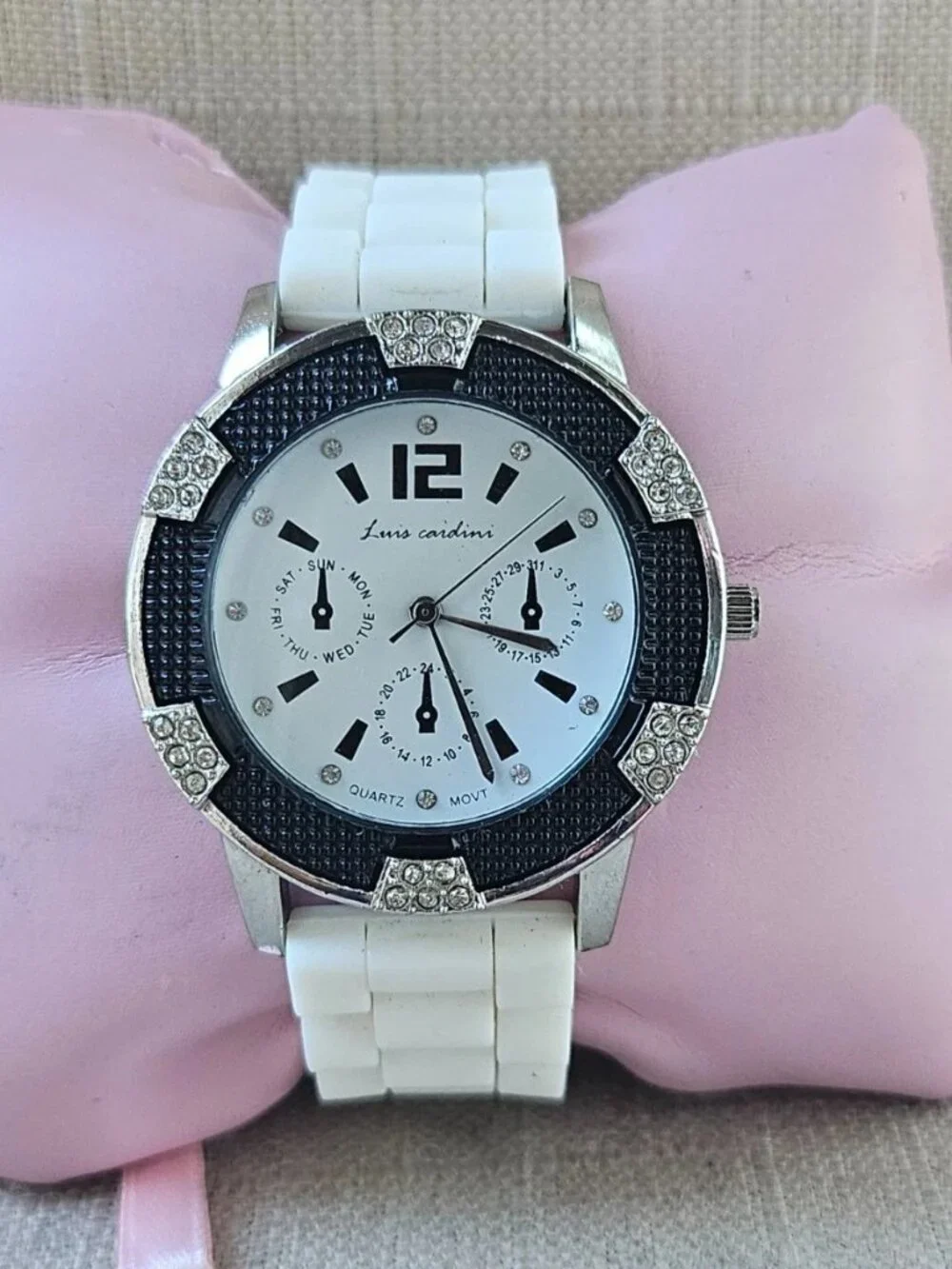 Luis Cardinin Men wristwatch Fashion White Rubber Strap Quarts Analog Watch